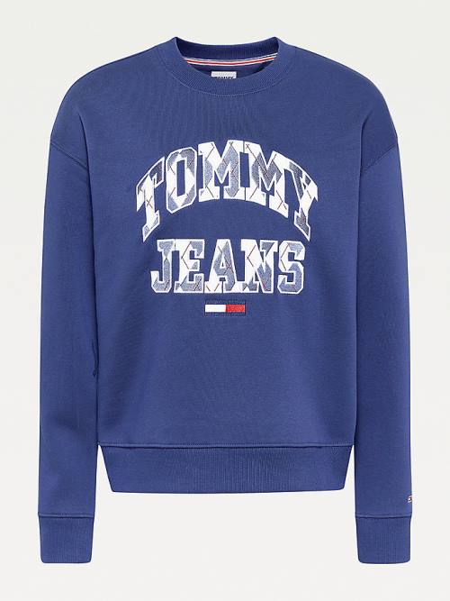 Tommy Hilfiger Collegiate Argyle Logo Sweatshirt Kadın Mavi | TH342HJD