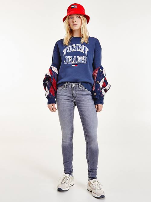 Tommy Hilfiger Collegiate Argyle Logo Sweatshirt Kadın Mavi | TH342HJD