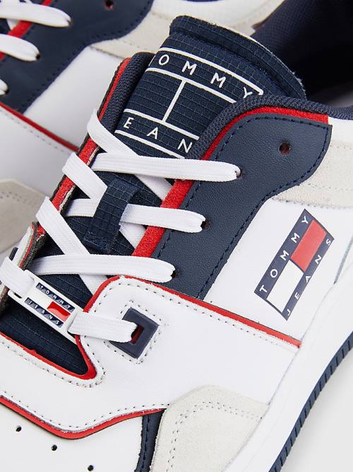 Tommy Hilfiger Colour-Blocked Basket Spor Ayakkabı Erkek Beyaz | TH761PYJ