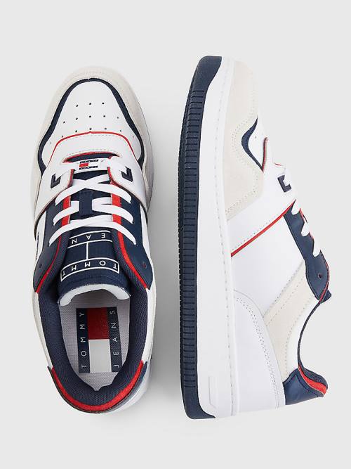 Tommy Hilfiger Colour-Blocked Basket Spor Ayakkabı Erkek Beyaz | TH761PYJ