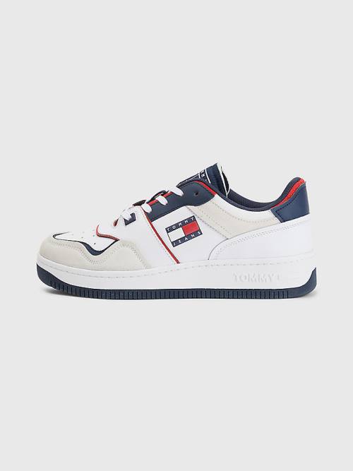 Tommy Hilfiger Colour-Blocked Basket Spor Ayakkabı Erkek Beyaz | TH761PYJ