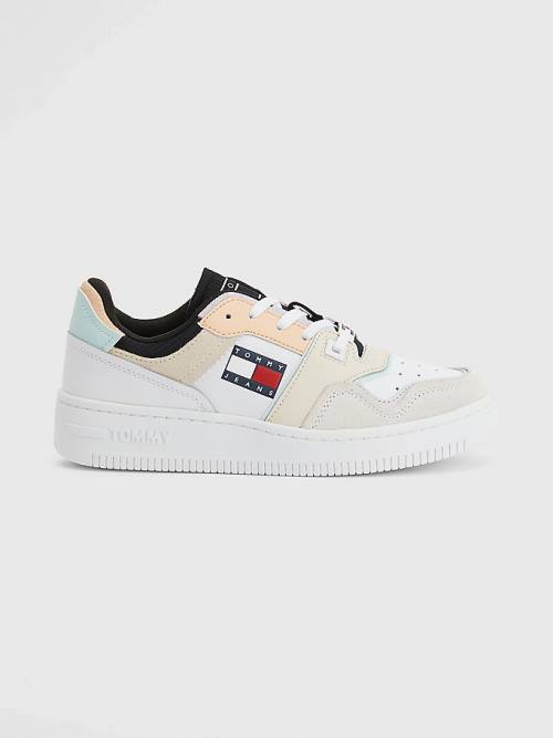 Tommy Hilfiger Colour-Blocked Basket Spor Ayakkabı Kadın Beyaz | TH928WIU