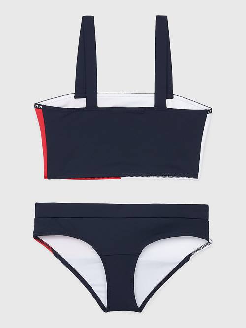 Tommy Hilfiger Colour-Blocked Bikini Bralette Set Mayo Kiz Çocuk Mavi | TH917ZIV