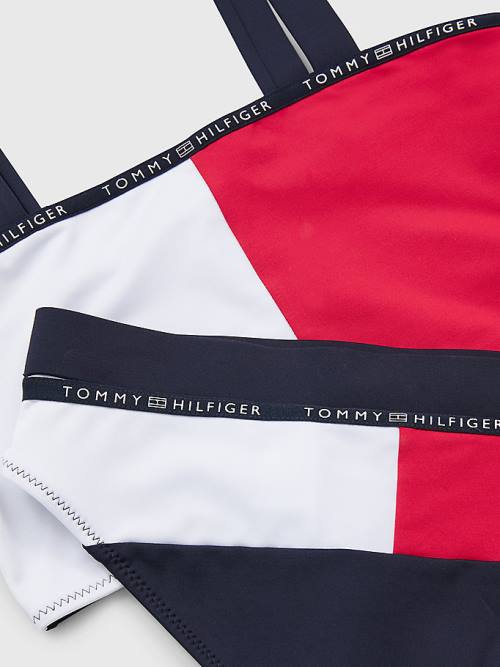 Tommy Hilfiger Colour-Blocked Bikini Bralette Set Mayo Kiz Çocuk Mavi | TH917ZIV