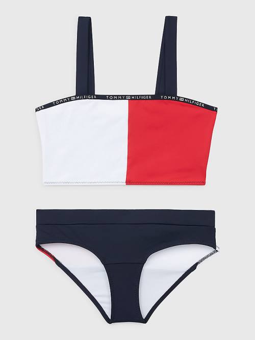 Tommy Hilfiger Colour-Blocked Bikini Bralette Set Mayo Kiz Çocuk Mavi | TH917ZIV