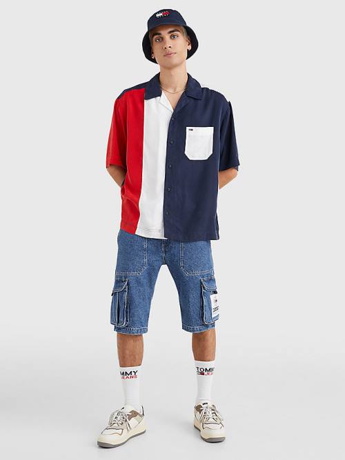 Tommy Hilfiger Colour-Blocked Camp Gömlek Erkek Mavi | TH052SPV