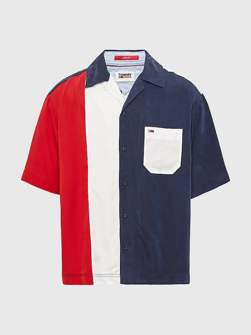 Tommy Hilfiger Colour-Blocked Camp Gömlek Erkek Mavi | TH052SPV