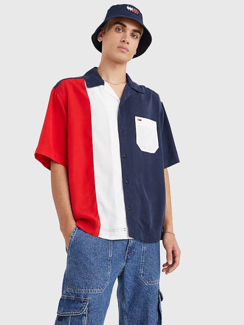 Tommy Hilfiger Colour-Blocked Camp Gömlek Erkek Mavi | TH052SPV