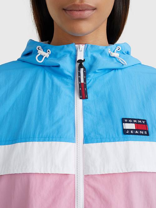 Tommy Hilfiger Colour-Blocked Chicago Windbreaker Ceket Kadın Pembe | TH406VDO