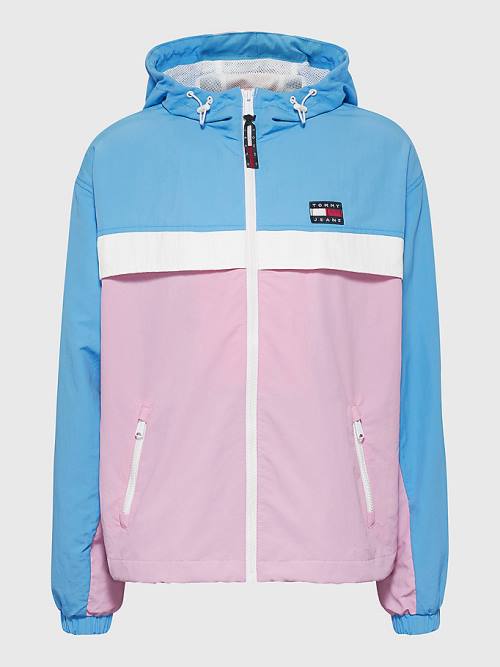 Tommy Hilfiger Colour-Blocked Chicago Windbreaker Ceket Kadın Pembe | TH406VDO