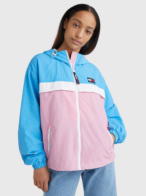 Tommy Hilfiger Colour-Blocked Chicago Windbreaker Ceket Kadın Pembe | TH406VDO