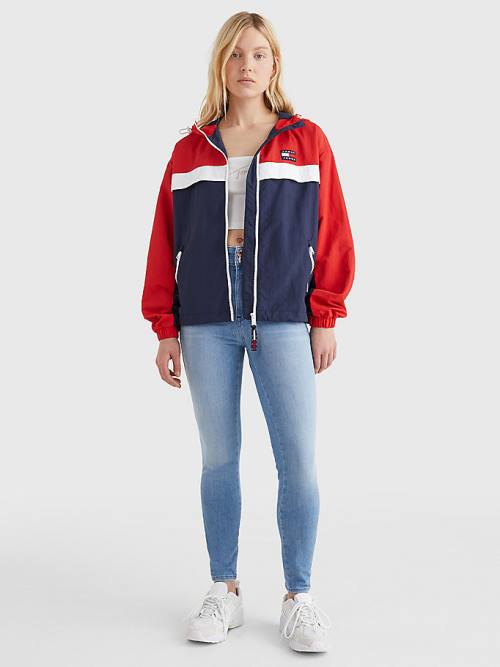 Tommy Hilfiger Colour-Blocked Chicago Windbreaker Ceket Kadın Mavi | TH719NHT