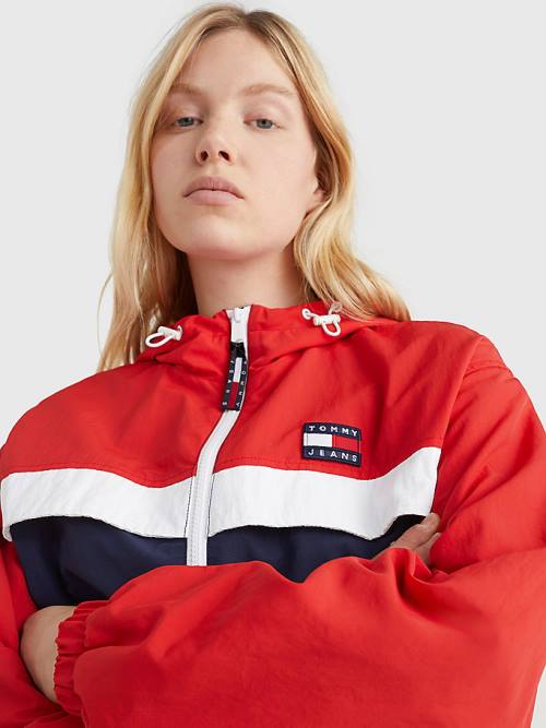 Tommy Hilfiger Colour-Blocked Chicago Windbreaker Ceket Kadın Mavi | TH719NHT