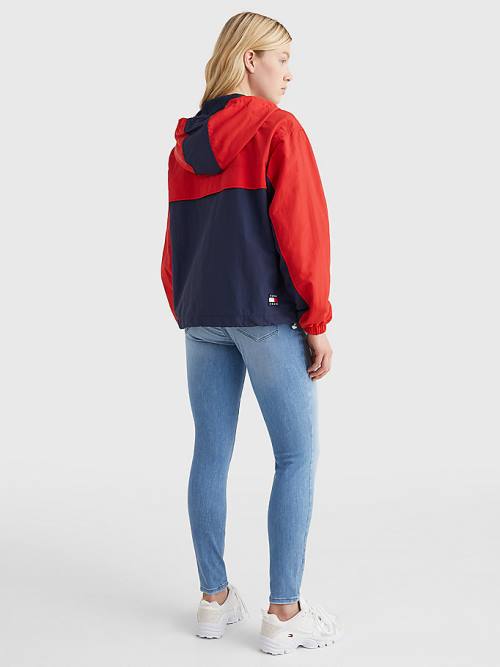 Tommy Hilfiger Colour-Blocked Chicago Windbreaker Ceket Kadın Mavi | TH719NHT