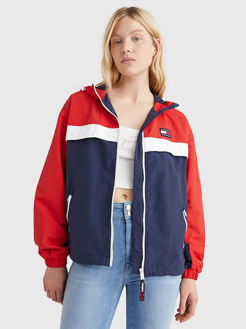 Tommy Hilfiger Colour-Blocked Chicago Windbreaker Ceket Kadın Mavi | TH719NHT