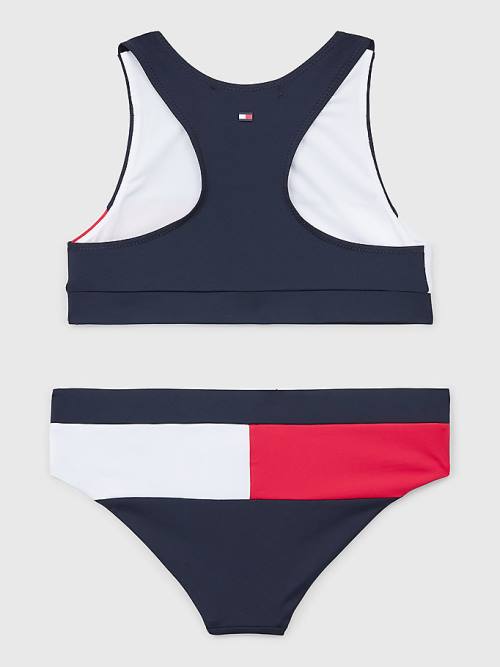 Tommy Hilfiger Colour-Blocked Crop Top Bikini Set Mayo Kiz Çocuk Mavi | TH509AJL