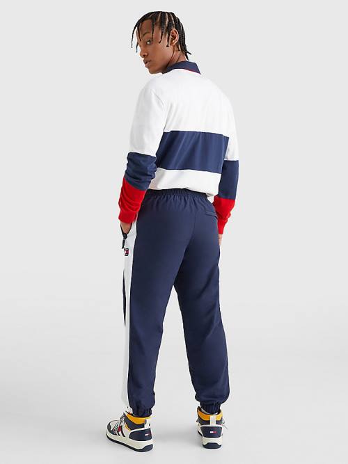 Tommy Hilfiger Colour-Blocked Cuffed Joggers Pantolon Erkek Mavi | TH984WUK