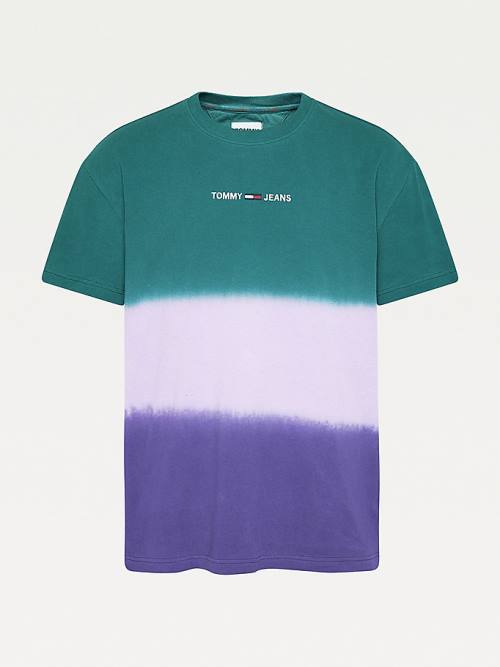 Tommy Hilfiger Colour-Blocked Dip Dye Relaxed Fit Tişört Erkek Mor | TH396QYL