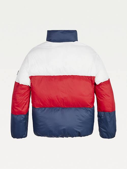 Tommy Hilfiger Colour-Blocked Down Puffer Ceket Kiz Çocuk Mavi | TH089SCB