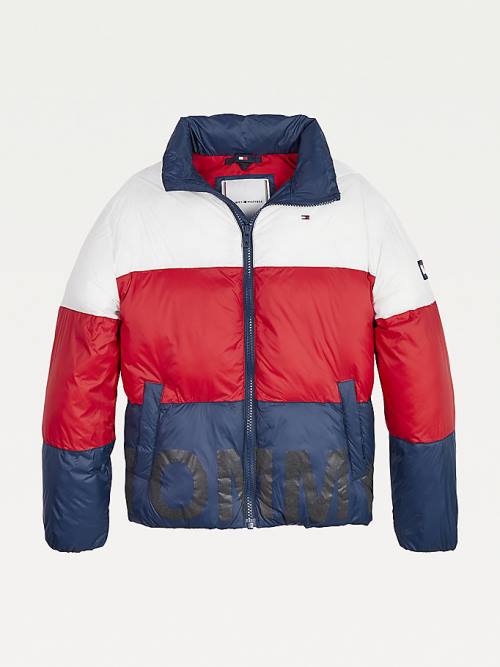 Tommy Hilfiger Colour-Blocked Down Puffer Ceket Kiz Çocuk Mavi | TH089SCB