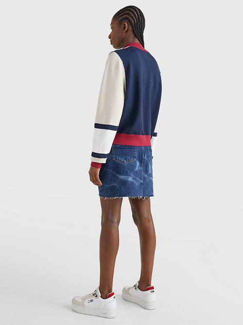 Tommy Hilfiger Colour-Blocked Half-Zip Jumper Kazak Kadın Kırmızı | TH260QNS