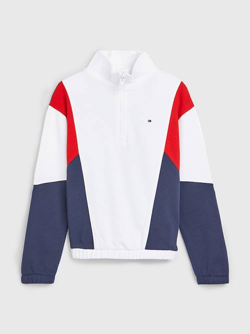 Tommy Hilfiger Colour-Blocked Half Zip Sweatshirt Kiz Çocuk Mavi | TH854OUY