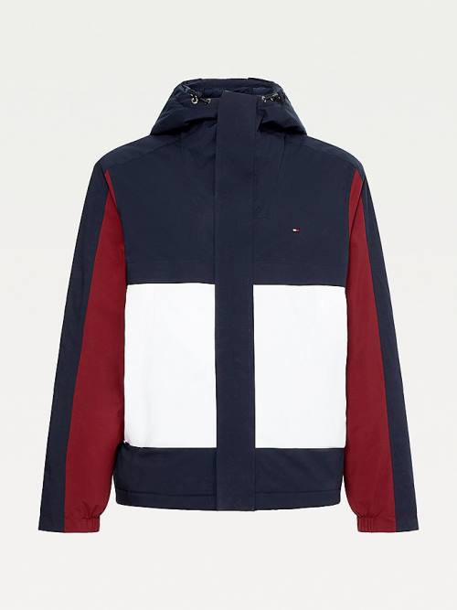 Tommy Hilfiger Colour-Blocked Kukuletalı Ceket Erkek Mavi | TH728JIB