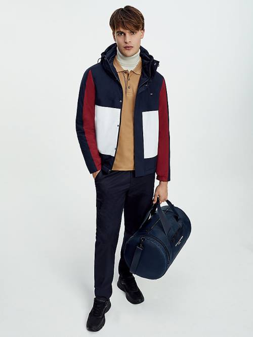 Tommy Hilfiger Colour-Blocked Kukuletalı Ceket Erkek Mavi | TH728JIB