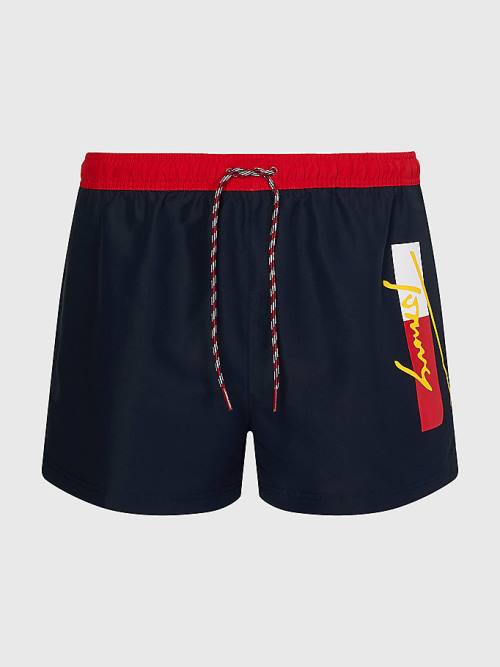 Tommy Hilfiger Colour-Blocked Kısa Length Shorts Mayo Erkek Mavi | TH892JIN