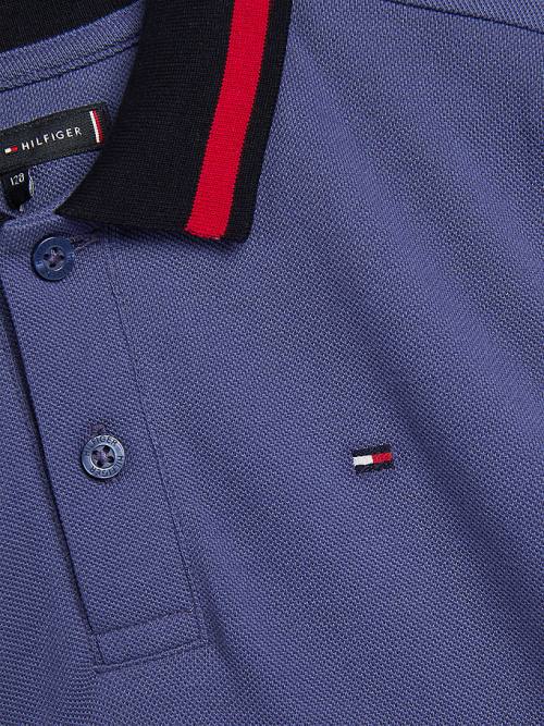 Tommy Hilfiger Colour-Blocked Logo Collar Polo Tişört Erkek Çocuk Mavi | TH065VRF