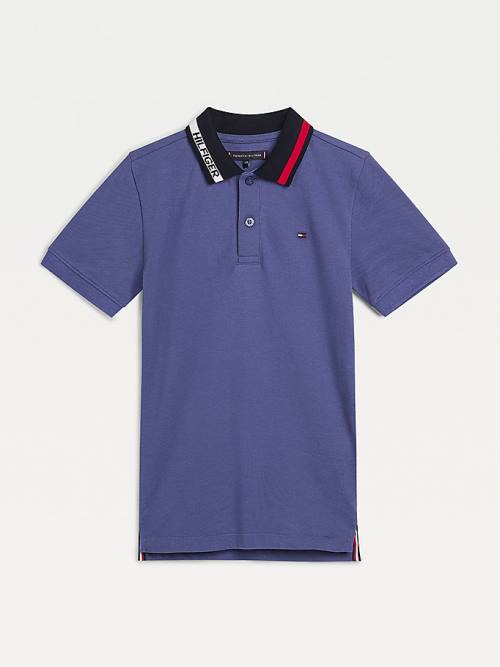 Tommy Hilfiger Colour-Blocked Logo Collar Polo Tişört Erkek Çocuk Mavi | TH065VRF