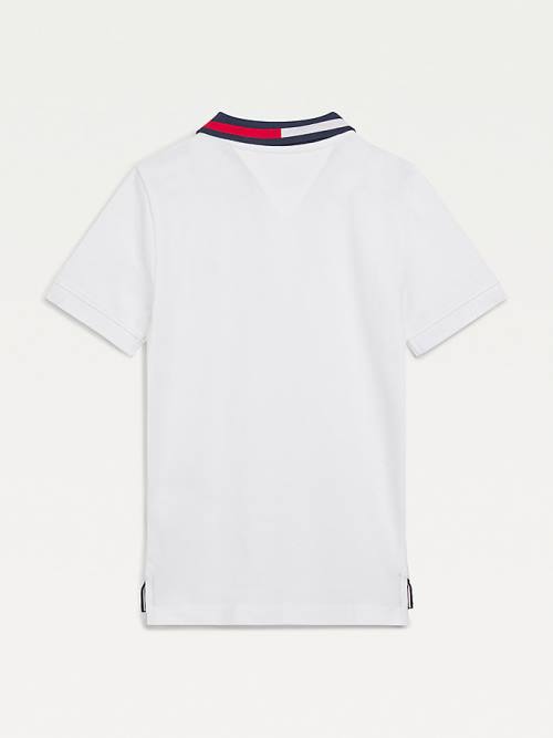 Tommy Hilfiger Colour-Blocked Logo Collar Polo Tişört Erkek Çocuk Beyaz | TH416KGF