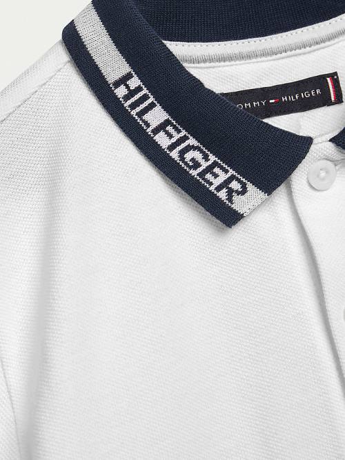 Tommy Hilfiger Colour-Blocked Logo Collar Polo Tişört Erkek Çocuk Beyaz | TH416KGF