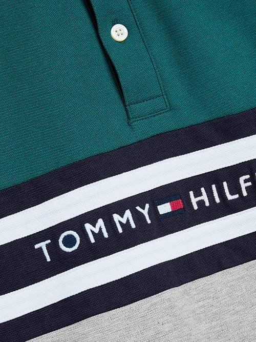 Tommy Hilfiger Colour-Blocked Logo Polo Tişört Erkek Çocuk Yeşil | TH042JVB