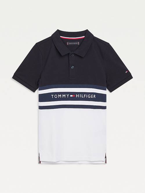 Tommy Hilfiger Colour-Blocked Logo Polo Tişört Erkek Çocuk Mavi | TH715AFQ