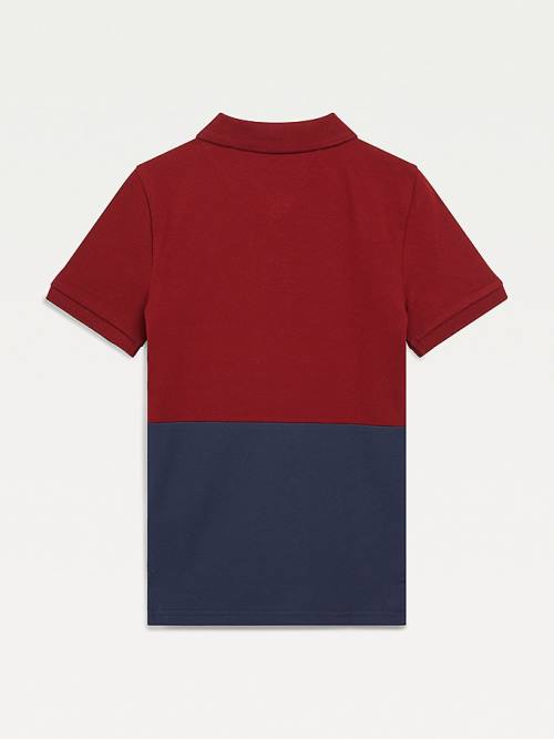 Tommy Hilfiger Colour-Blocked Logo Polo Tişört Erkek Çocuk Kırmızı | TH726OTV