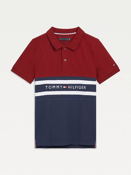 Tommy Hilfiger Colour-Blocked Logo Polo Tişört Erkek Çocuk Kırmızı | TH726OTV