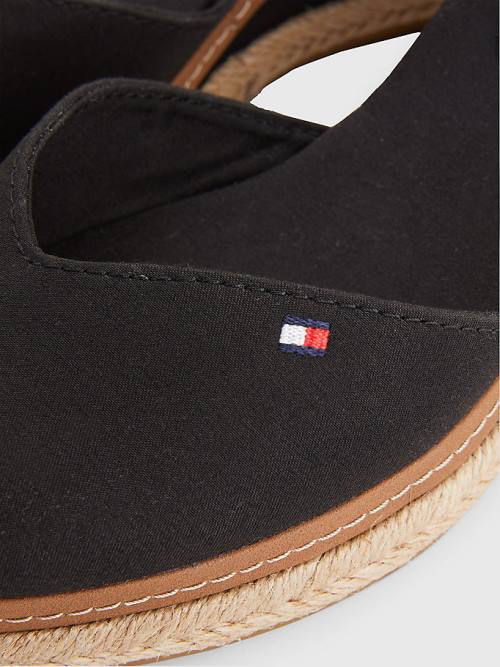 Tommy Hilfiger Colour-Blocked Mid Cut Cut Cut Heel Wedge Espadril Sandalet Kadın Siyah | TH345WAK