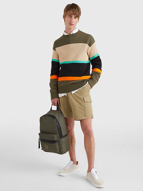 Tommy Hilfiger Colour-Blocked Mixed Knit Jumper Kazak Erkek Haki | TH034DCT