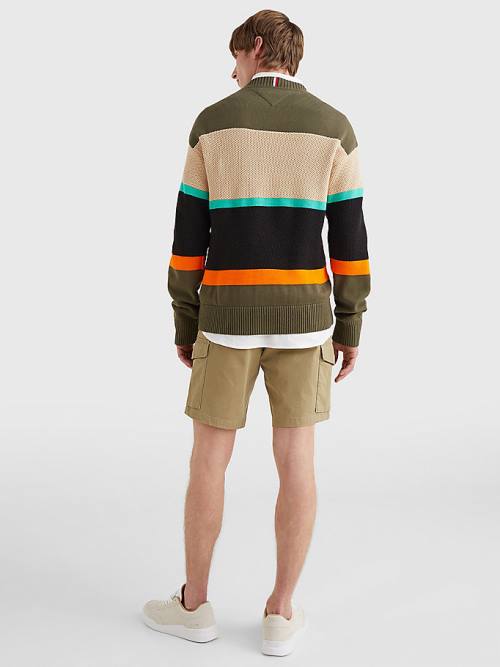 Tommy Hilfiger Colour-Blocked Mixed Knit Jumper Kazak Erkek Haki | TH034DCT