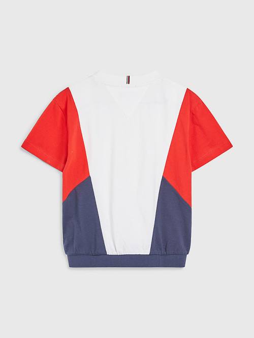 Tommy Hilfiger Colour-Blocked Organic Pamuklu Knit Tişört Kiz Çocuk Mavi | TH347FWX