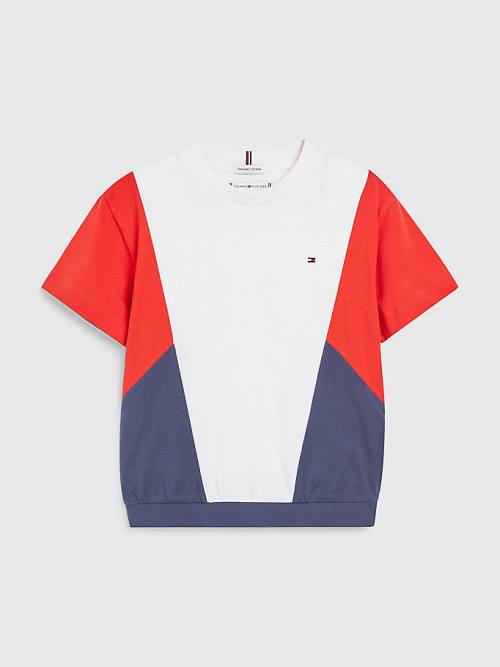 Tommy Hilfiger Colour-Blocked Organic Pamuklu Knit Tişört Kiz Çocuk Mavi | TH347FWX