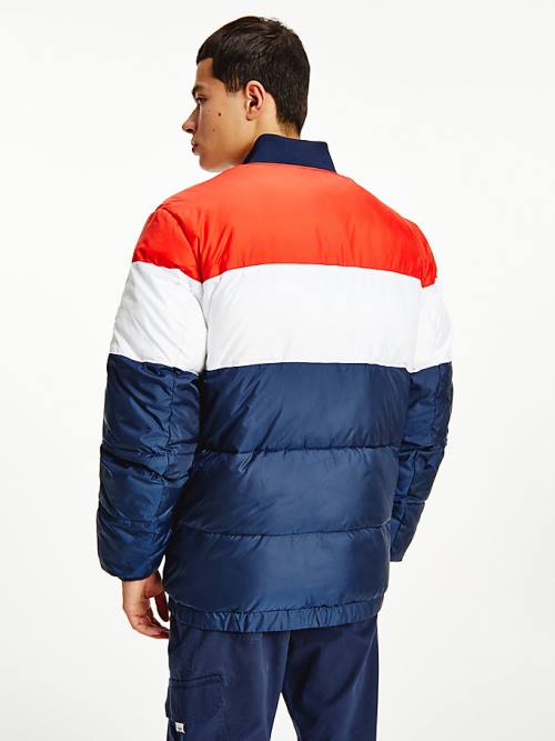 Tommy Hilfiger Colour-Blocked Padded Bomber Ceket Erkek Mavi | TH698AZM