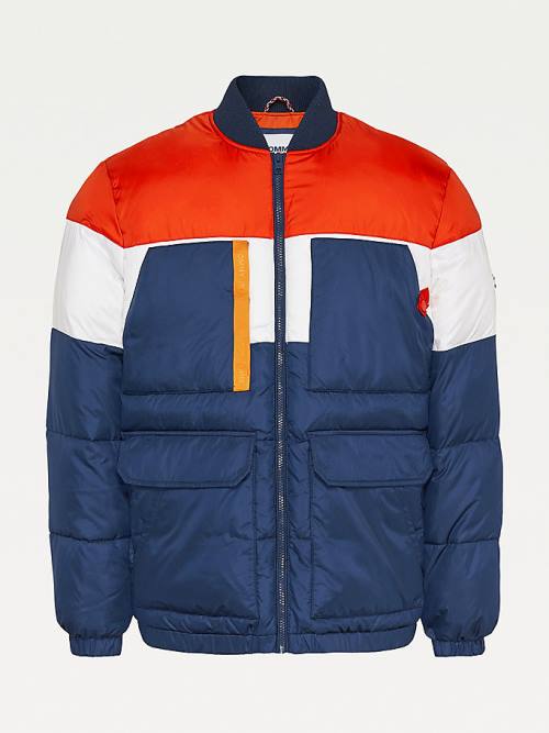 Tommy Hilfiger Colour-Blocked Padded Bomber Ceket Erkek Mavi | TH698AZM