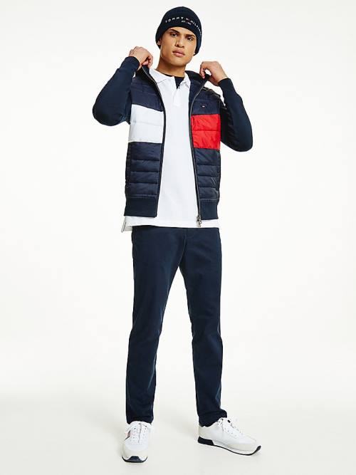 Tommy Hilfiger Colour-Blocked Padded Zip-Thru Kapüşonlu Sweatshirt Erkek Mavi | TH095CJK