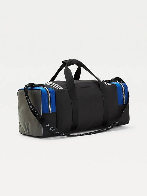 Tommy Hilfiger Colour-Blocked Recycled Nylon Duffle Çanta Erkek Siyah | TH460PIT