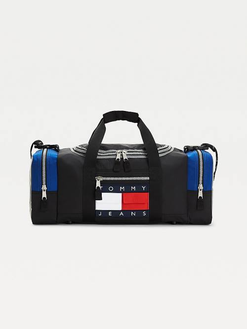 Tommy Hilfiger Colour-Blocked Recycled Nylon Duffle Çanta Erkek Siyah | TH460PIT