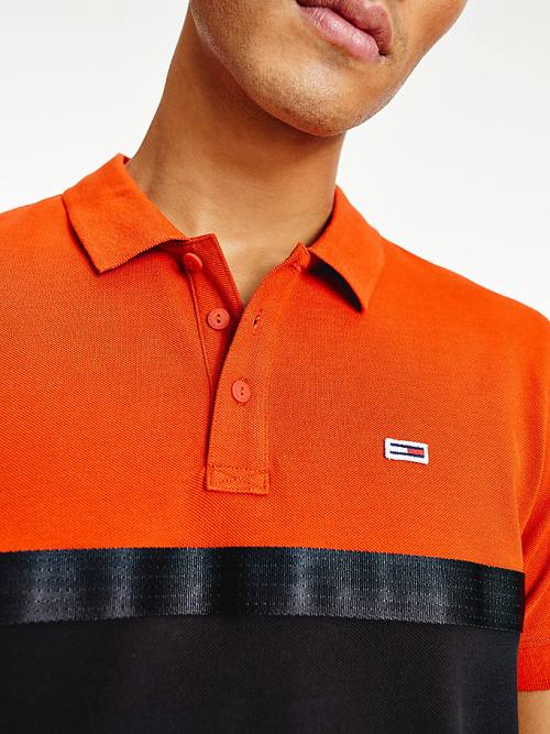 Tommy Hilfiger Colour-Blocked Regular Fit Polo Yaka Tişört Erkek Kırmızı | TH093OEN