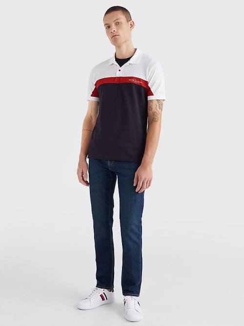 Tommy Hilfiger Colour-Blocked Regular Fit Polo Yaka Tişört Erkek Mavi | TH463CTG