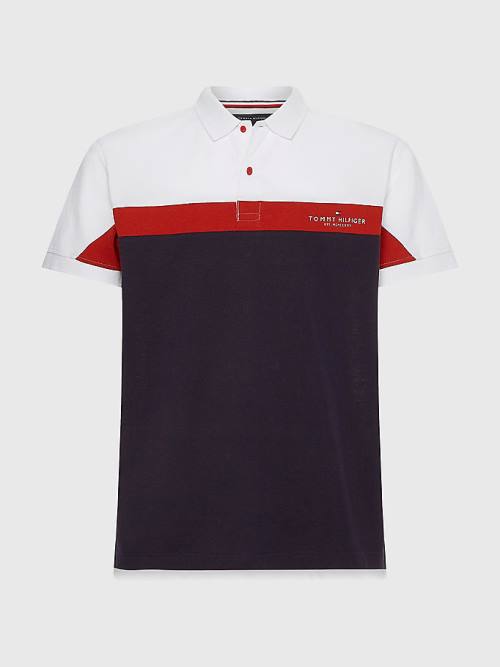 Tommy Hilfiger Colour-Blocked Regular Fit Polo Yaka Tişört Erkek Mavi | TH463CTG